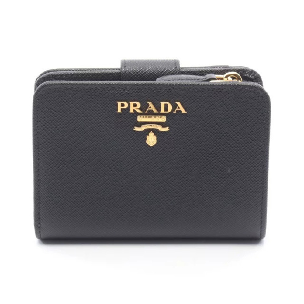 Prada SAFFIANO METAL Bi fold Wallet Leather Black